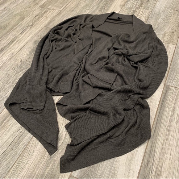 Talula Babaton Open Drape Waterfall Cardigan, Dark/Charcoal Gray in Medium - Picture 9 of 11